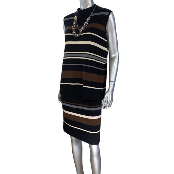 Cato Brown Black Striped Sleeveless Knit Skirt Set XL - Picture 7 of 11